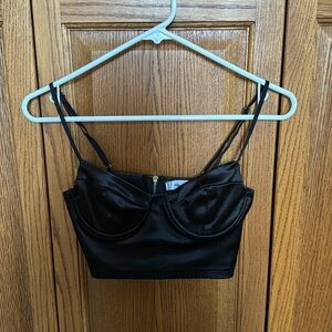 Adika Black Satin Corset Top
